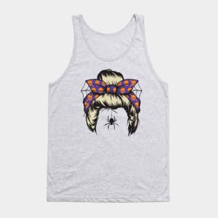 Spooky Messy Bun Hair Tank Top